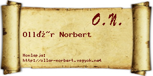 Ollár Norbert névjegykártya